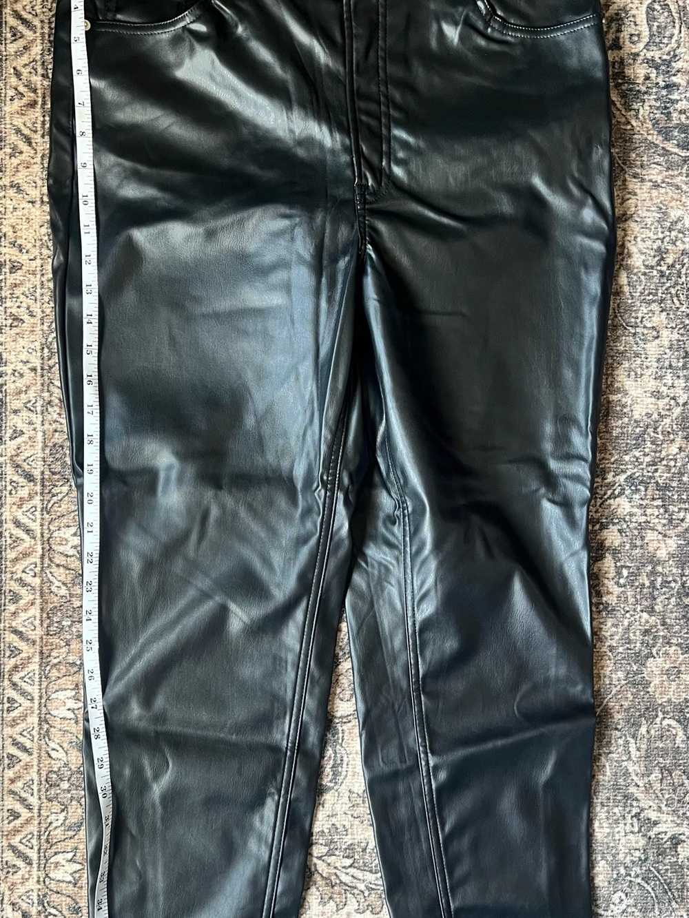 H&M Black Faux Leather Straight Leg Pants Women's size 14